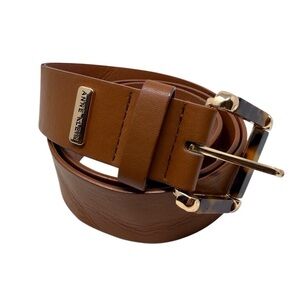 Anne Klein brown belt w/gold & tortoiseshell tone buckle 40” excluding buckle
